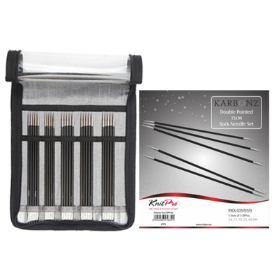 KnitPro KARBONZ Sukkaneulasetti 15 cm (5 kokoa 2,00-4,00 mm)