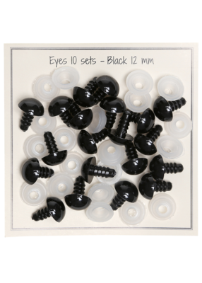 Go Handmade Sikkerhedsøjne Sorte 12mm (10 par)