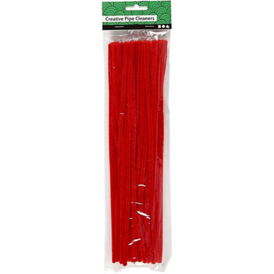 Chenille, 6mm, 30cm, 50stk Rød