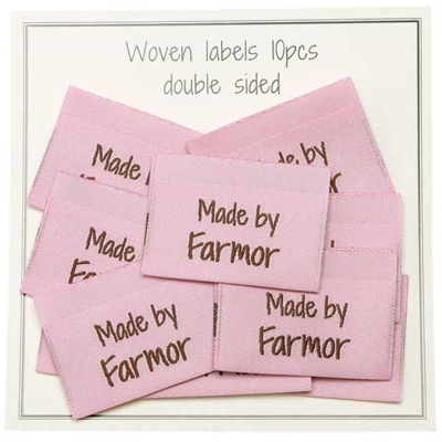 Go Handmade Vævet Label, Dobbeltsidet, Pink, 35 x 19 mm, 10 stk Made by Farmor