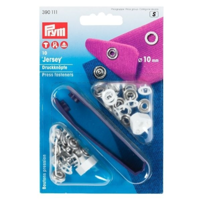 Prym Jersey Trykknapper med Værktøj Hvid, 10 mm