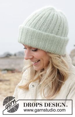 242-3 Mint Winter Hat by DROPS Design