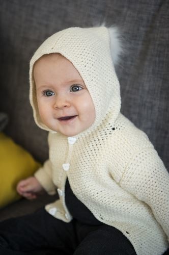 2015/8 HÆKLET JAKKE MED HÆTTE I EASY CARE