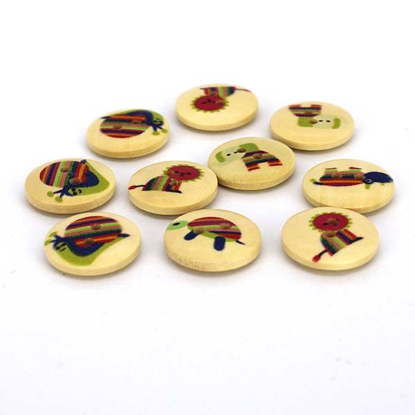 HobbyArts Round Pull Buttons Animal Print, 18mm, 10 kpl.