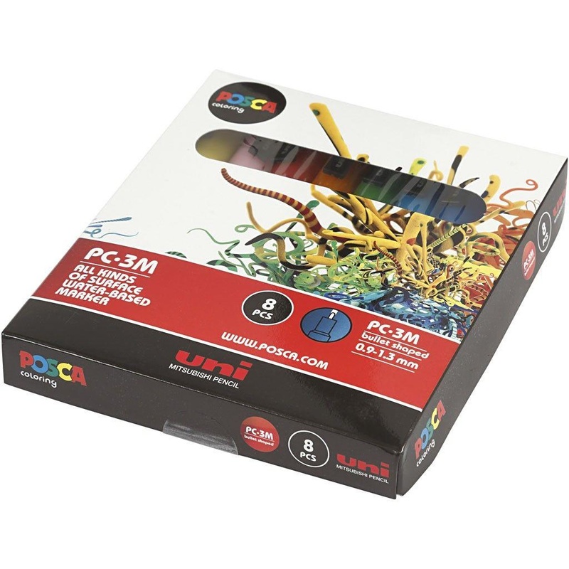 Uni Posca Tusch Fine Glitter, 8 stk