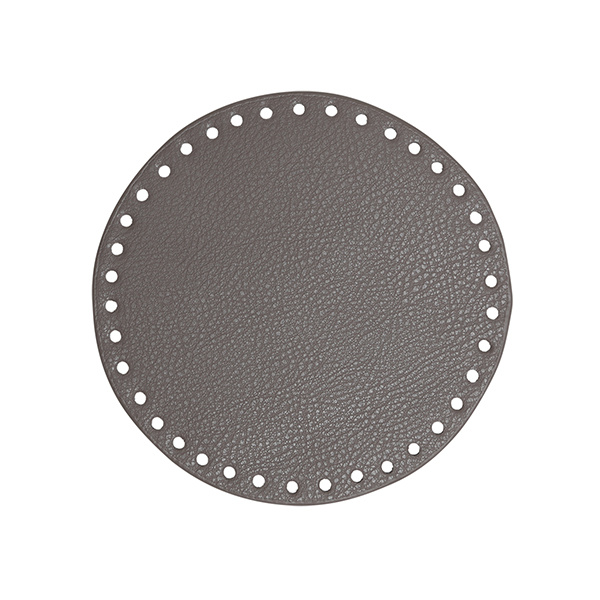 Go Handmade TaskeKurve Base, PU Læder, Rund, 17 cm 22398 Lys grå