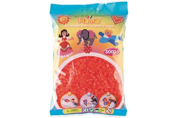 Hama Midi Perler, Transparent, 3000 stk 201-35 Neon rød