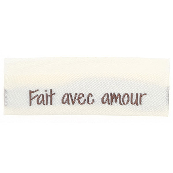Go Handmade Kudottu Etiketti, Kaksipuolinen, 50 x 11,5 mm, 10 kpl Fait avec amour