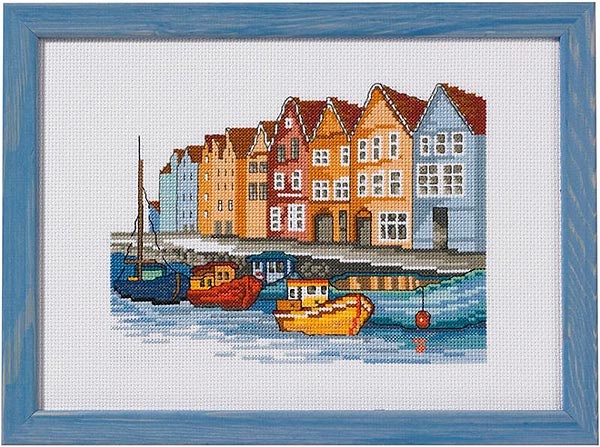 Broderikit Både i havnen