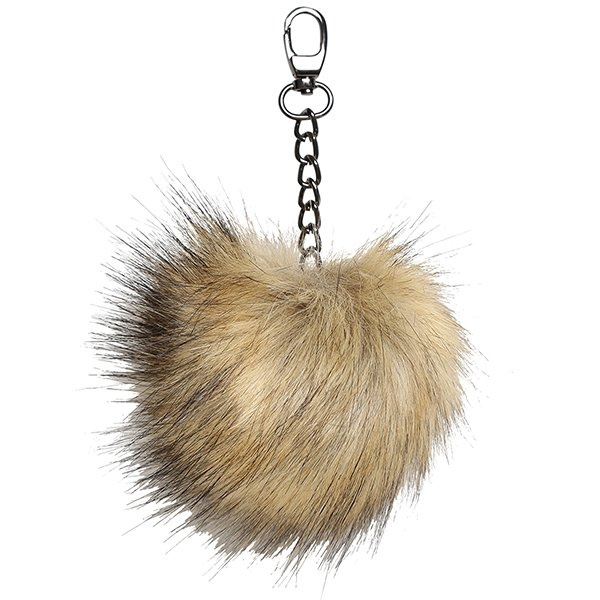 Go Handmade Pompon m. metal kæde, 11 cm 22266 Natur - mørkegrå kæde