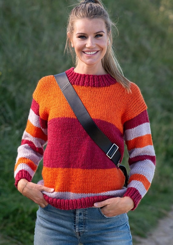 1803 Stribet sweater med sølvtråd