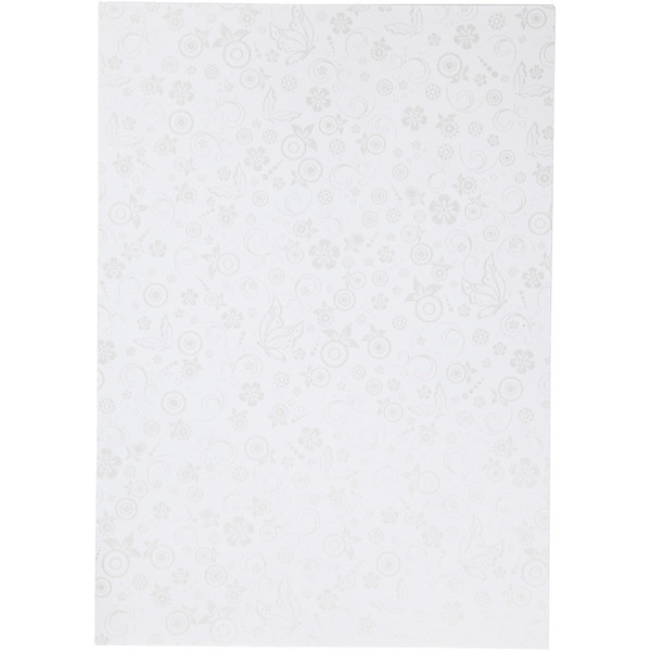 Papir, A4, svagt sølvprint, hvid