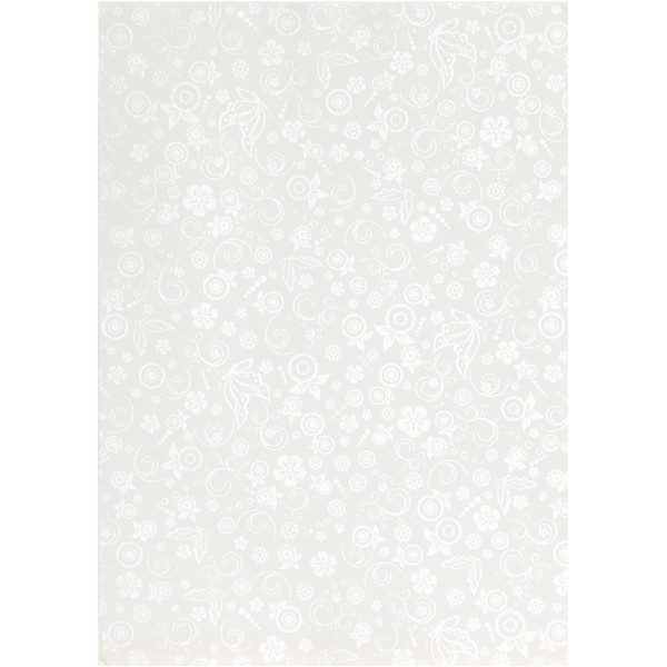 Papir, A4, svagt sølvprint, råhvid