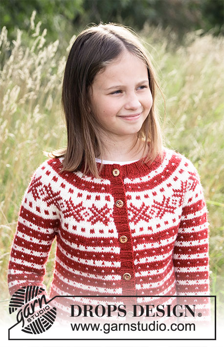 34-31 Candy Cane Lane Kids Jacket by DROPS Design
