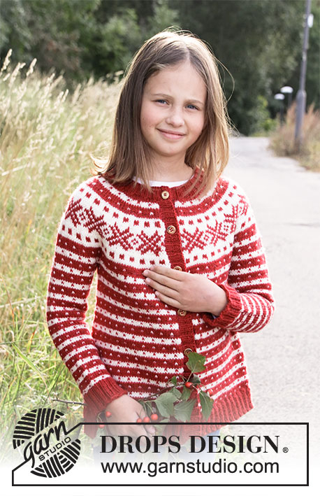 34-31 Candy Cane Lane Kids Jacket by DROPS Design
