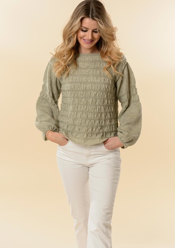 1828 Bluse med rynkede striber