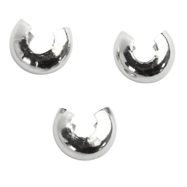 Knudeskjulere til elastik, 5 mm, forsølvet, 50 stk.