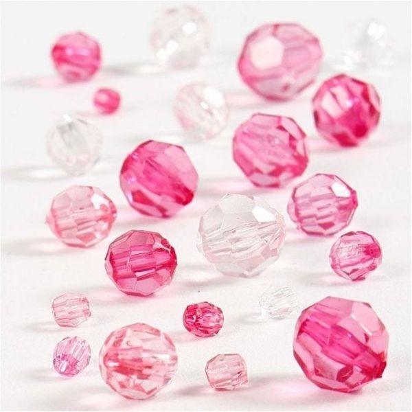 Harmoni Facetperlemix, 4-12 mm Pink