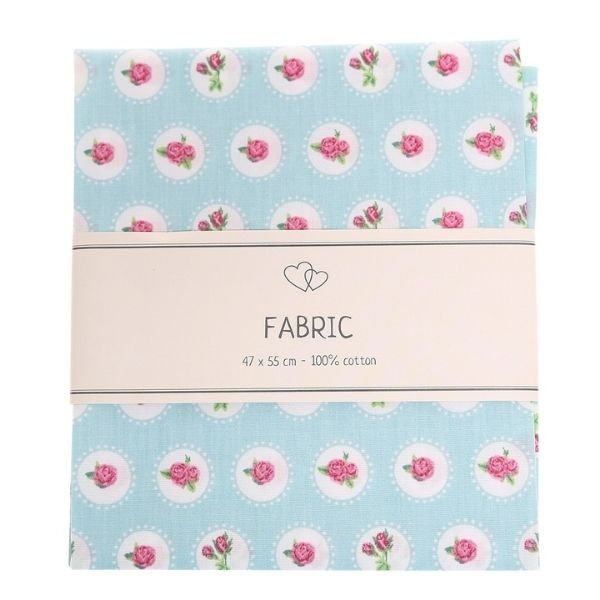 Go Handmade Stof Blå med roser