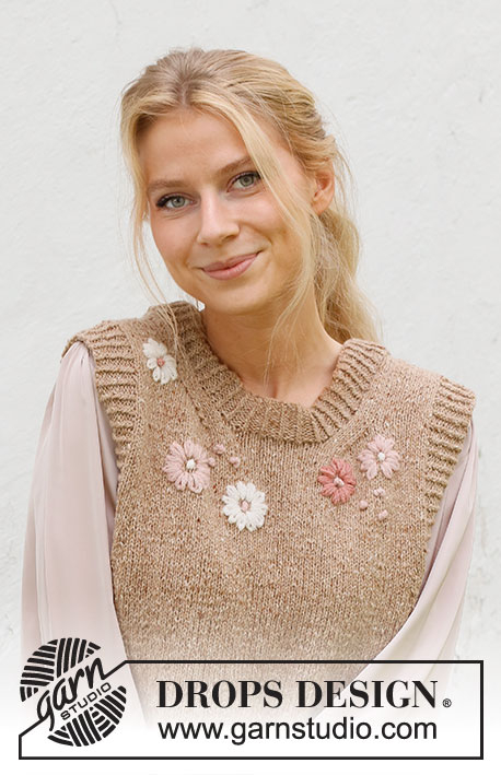 222-43 Flower Harmony Vest by DROPS Design