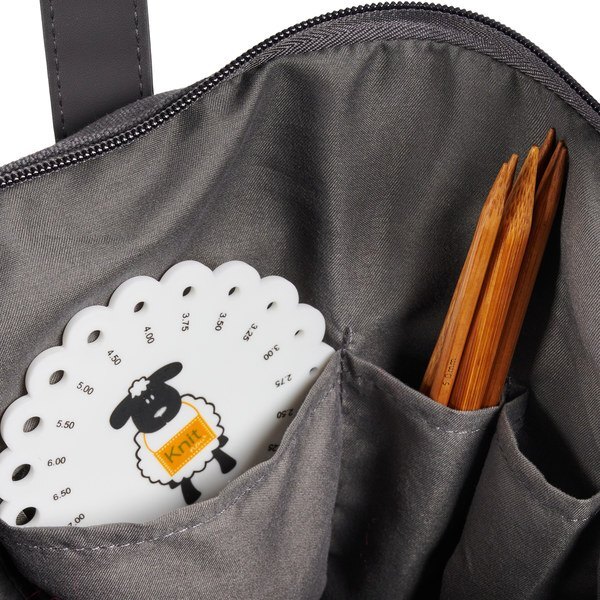 Skuldertaske til garn, mørkegrå