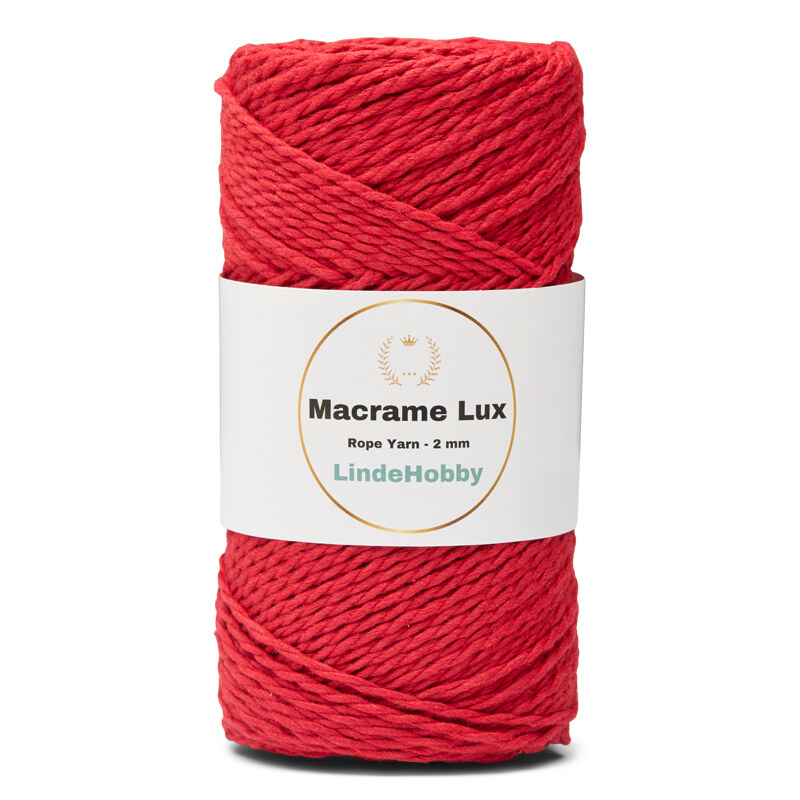 LindeHobby Macrame Lux, Rope Yarn, 2 mm 10 Punaine
