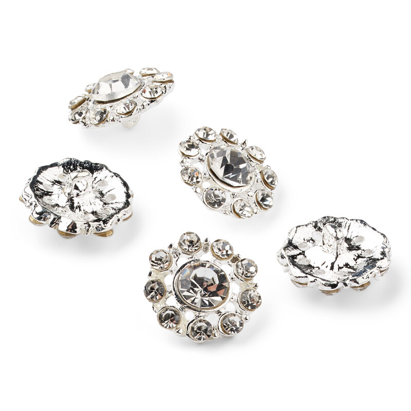 HobbyArts Strassinapit, Valkoinen/Hopea, 13 mm, 5 kpl