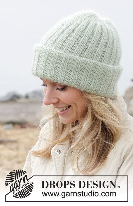 242-3 Mint Winter Hat by DROPS Design