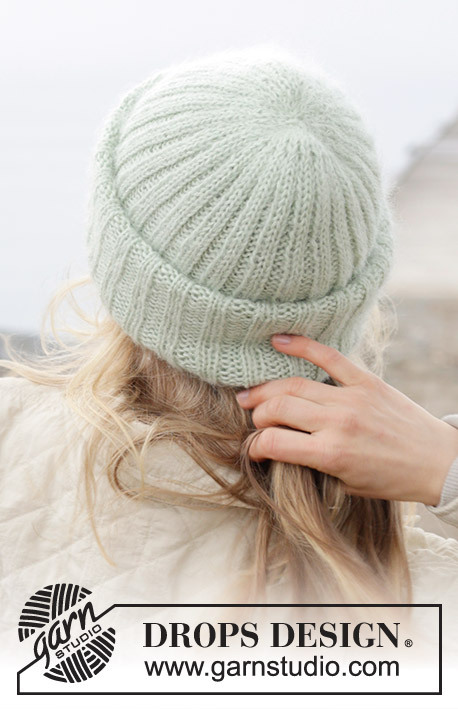 242-3 Mint Winter Hat by DROPS Design