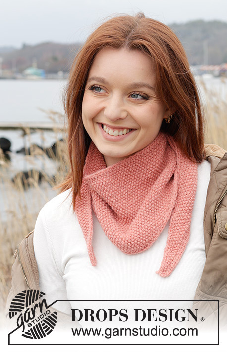 242-21 Pretty Peach Shawl by DROPS Design