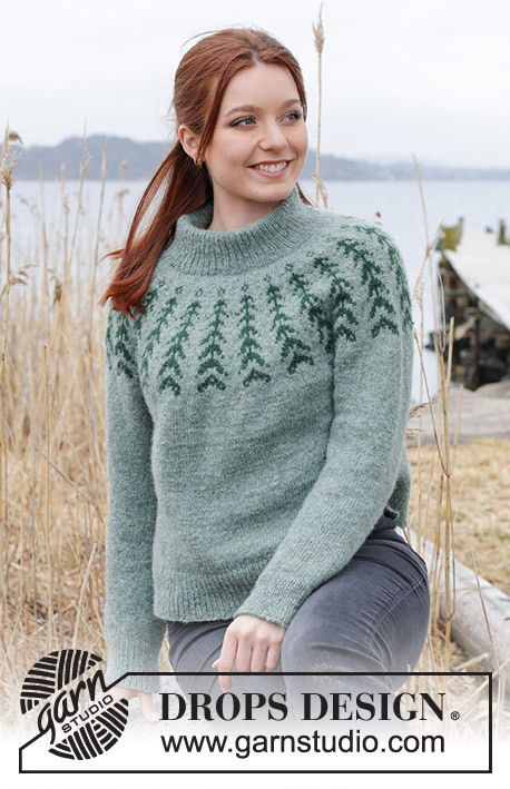 244-1 Ancient Woodlands Sweater by DROPS Design