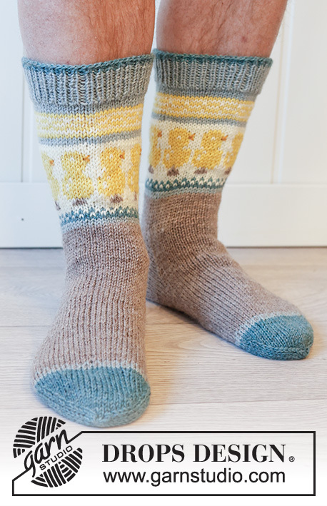 224-35 Dancing Chicken Socks by DROPS Design