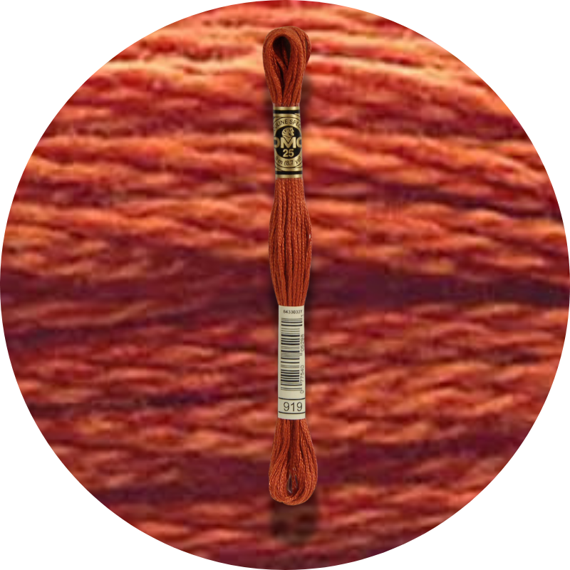 DMC Mouliné Spécial 25, Punaisen/Keltaisen/Oranssin sävyt 0919