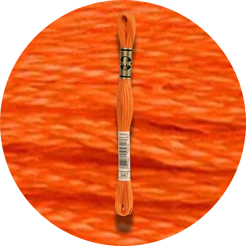 DMC Mouliné Spécial 25, Punaisen/Keltaisen/Oranssin sävyt 0947