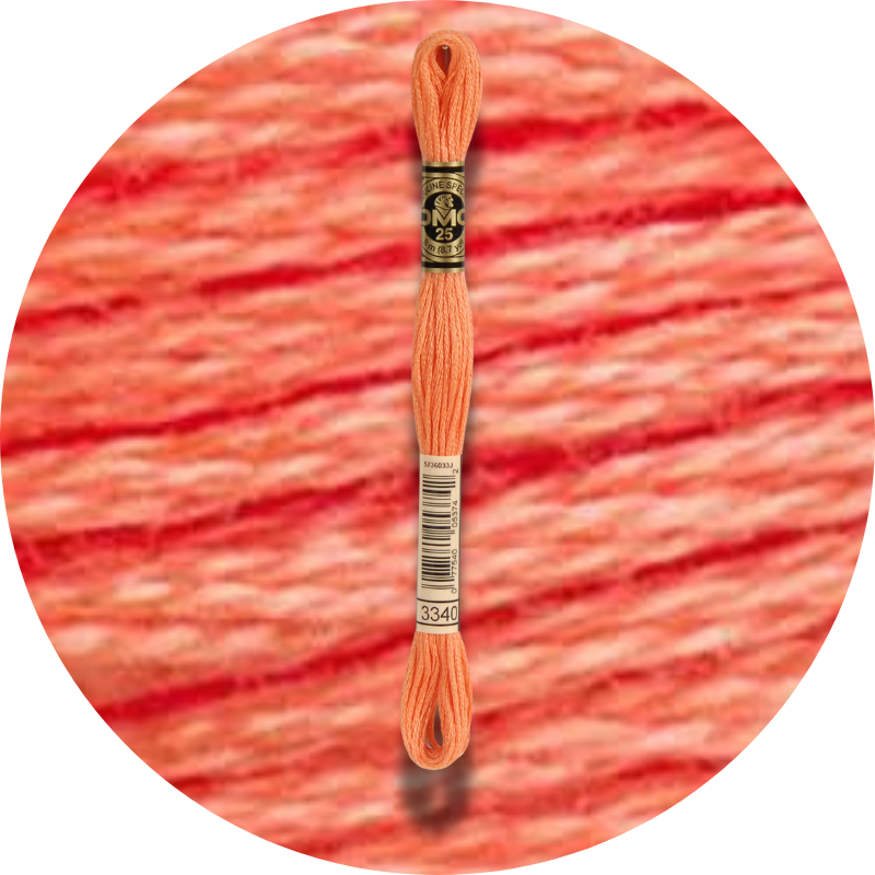 DMC Mouliné Spécial 25, Punaisen/Keltaisen/Oranssin sävyt 3340