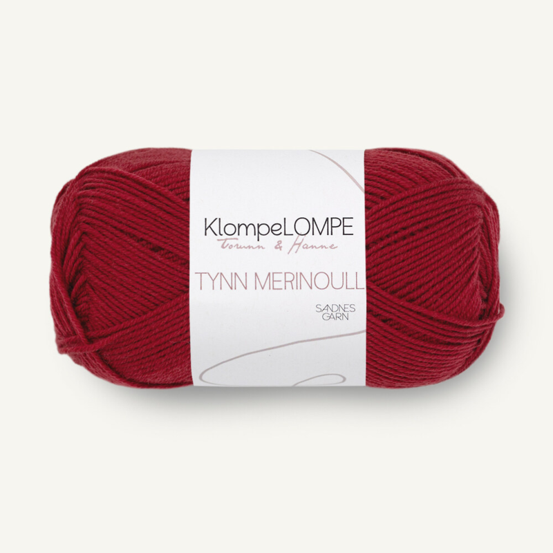 Sandnes KlompeLompe Tynn Merinoull 4236 Syvä Joulunpunainen