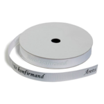Satinbånd, ÅRETS KONFIRMAND, 9 mm, 3 m Hvid