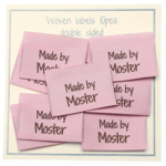 Go Handmade Vævet Label, Dobbeltsidet, Pink, 35 x 19 mm, 10 stk Made by Moster