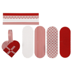 Punotut joulusydämet Valkoinen/punainen, kuviollinen