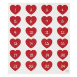Kalendertal Klistermærker, 24 stk Hjerter