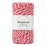 LindeHobby Macrame Lux, Rope Yarn, 2 mm 12 Punainen ja valkoinen