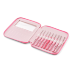 LindeHobby Virkkuukoukkusetti, Vaaleanpunainen, 9 kokoa