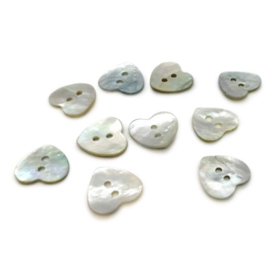 HobbyArts Pearl Mother Buttons Heart, 10 kpl
