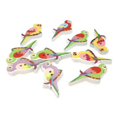HobbyArts Pull Buttons Parrot, 10 kpl.