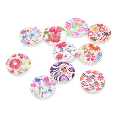 HobbyArts Round Pull Buttons Print 15 mm, 10 kpl