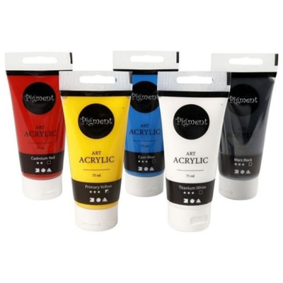 Pigment Art Akryylimaali, 75 ml, 5 kpl.