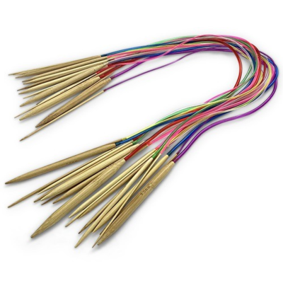HobbyArts Bamboo Pyöreä neulasetti, 18 kokoa, 2-10 mm - 80 cm