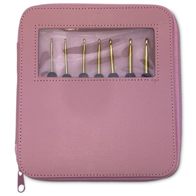 HobbyArts Virkkuukoukkut - musta/vaaleanpunainen