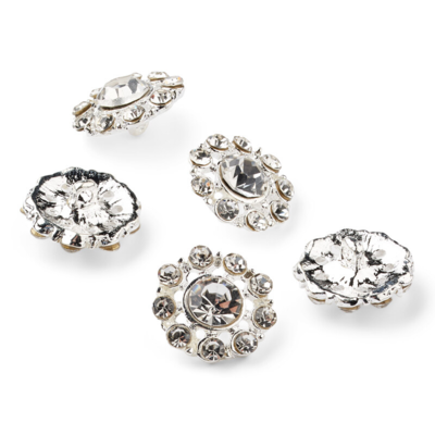 HobbyArts Strassinapit, Valkoinen/Hopea, 13 mm, 5 kpl